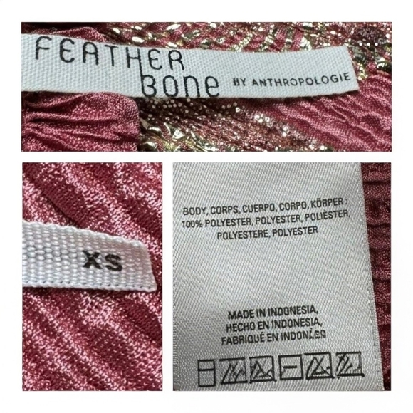 Anthropologie Feather Bone Metallic Rose Halter Top - Picture 7 of 7